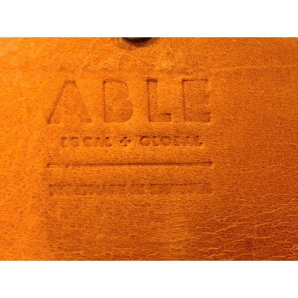 ABLE Cognac Leather Wristlet Wallet Snap Closure‎ Clutch Brown